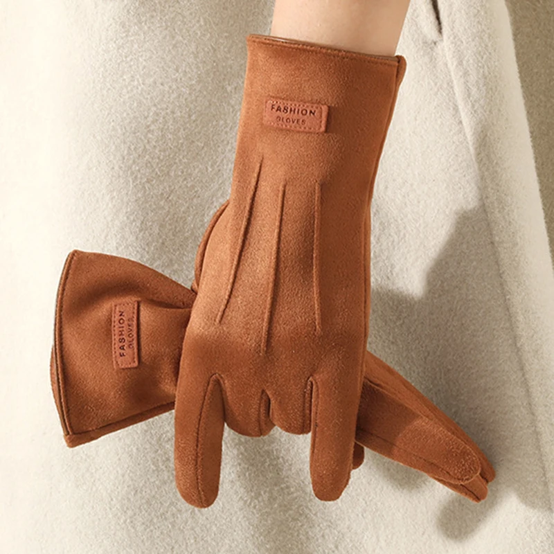 Women Autumn Winter Thin Not Bloated Suede Gloves Winter Keep Warm Touch Screen Elasticity Windproof Elasticity