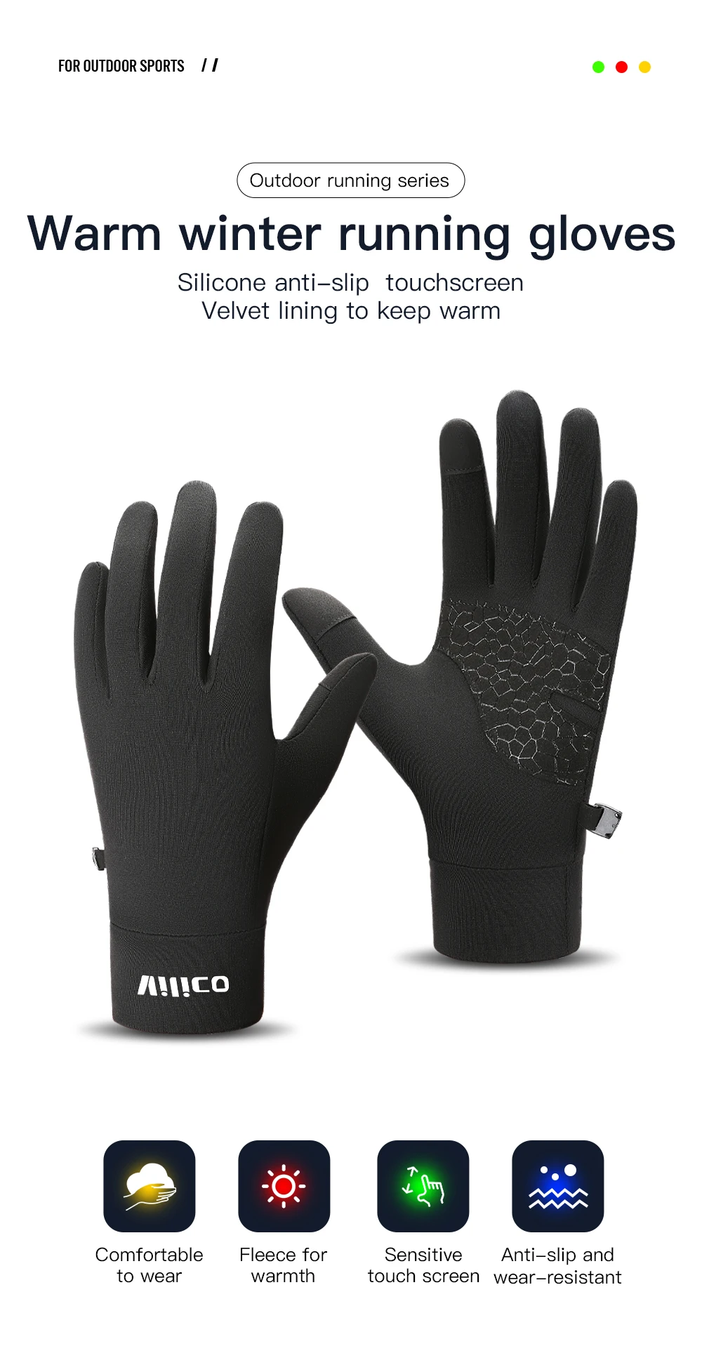 Sports Outdoor Running Men's Winter Warm Knitted Touchscreen Cycling Gloves Women's Autumn/Winter Thin Edition with Velvet