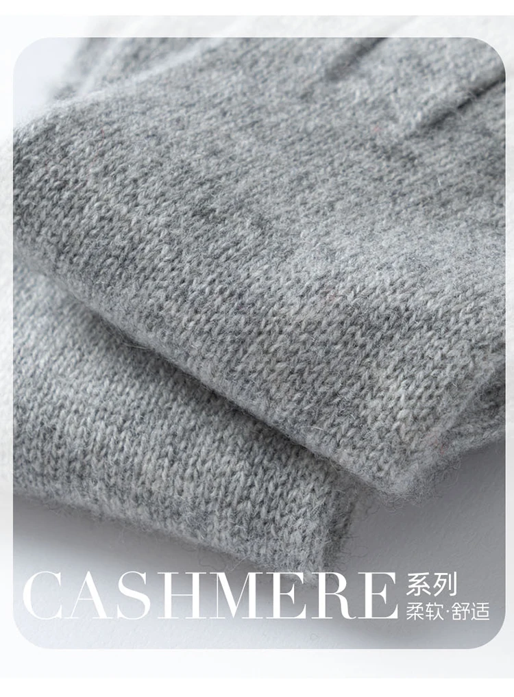 Winter High-Quality 100% Cashmere Gloves Women Soft Warm Stretch Knit Mittens Full Finger Guantes Female Solid Casual Mittens