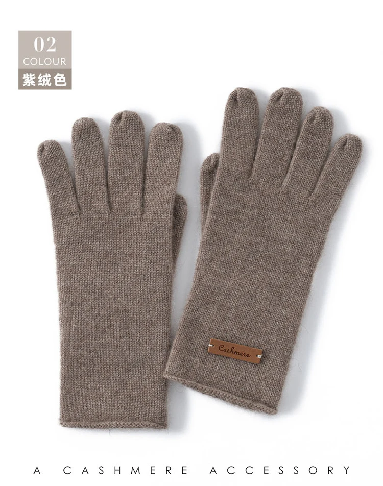 Winter High-Quality 100% Cashmere Gloves Women Soft Warm Stretch Knit Mittens Full Finger Guantes Female Solid Casual Mittens