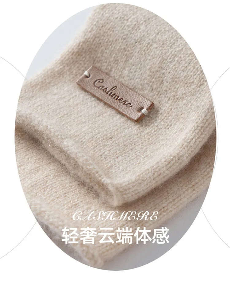 Winter High-Quality 100% Cashmere Gloves Women Soft Warm Stretch Knit Mittens Full Finger Guantes Female Solid Casual Mittens