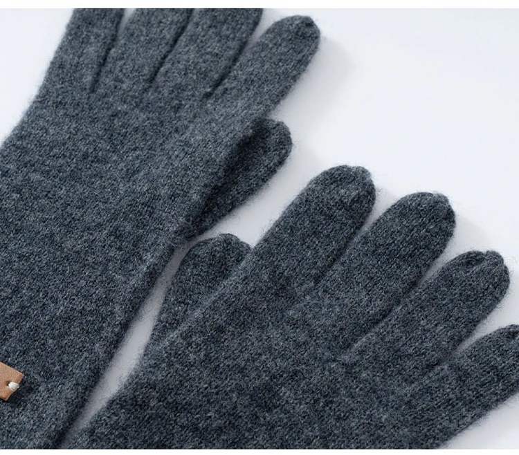 Winter High-Quality 100% Cashmere Gloves Women Soft Warm Stretch Knit Mittens Full Finger Guantes Female Solid Casual Mittens