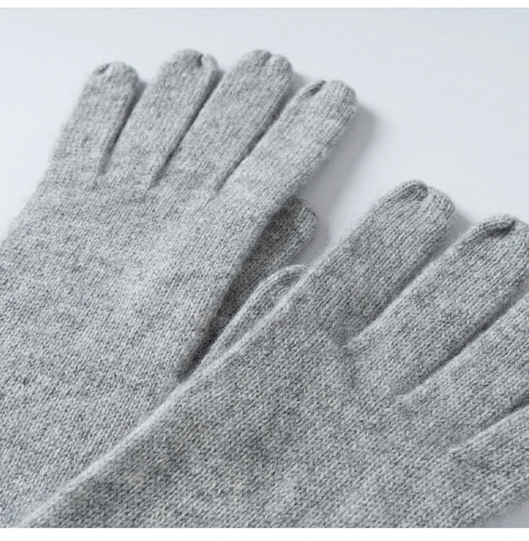 Winter High-Quality 100% Cashmere Gloves Women Soft Warm Stretch Knit Mittens Full Finger Guantes Female Solid Casual Mittens