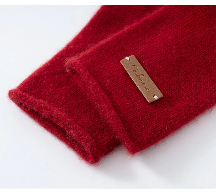 Winter High-Quality 100% Cashmere Gloves Women Soft Warm Stretch Knit Mittens Full Finger Guantes Female Solid Casual Mittens