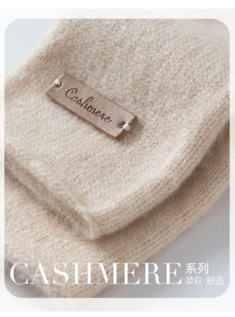 Winter High-Quality 100% Cashmere Gloves Women Soft Warm Stretch Knit Mittens Full Finger Guantes Female Solid Casual Mittens