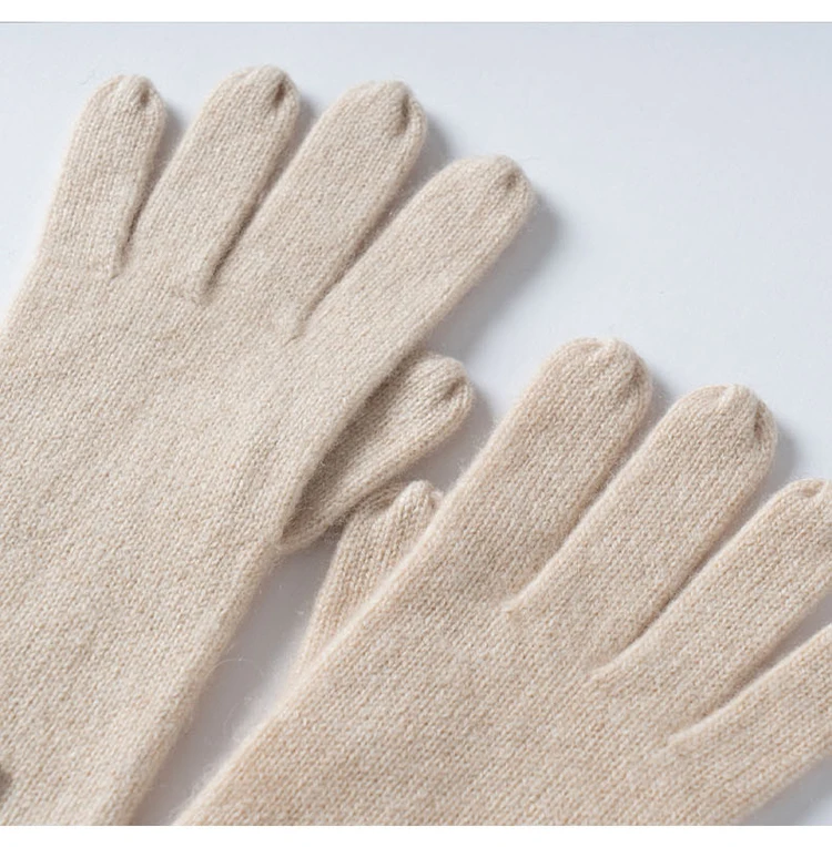 Winter High-Quality 100% Cashmere Gloves Women Soft Warm Stretch Knit Mittens Full Finger Guantes Female Solid Casual Mittens