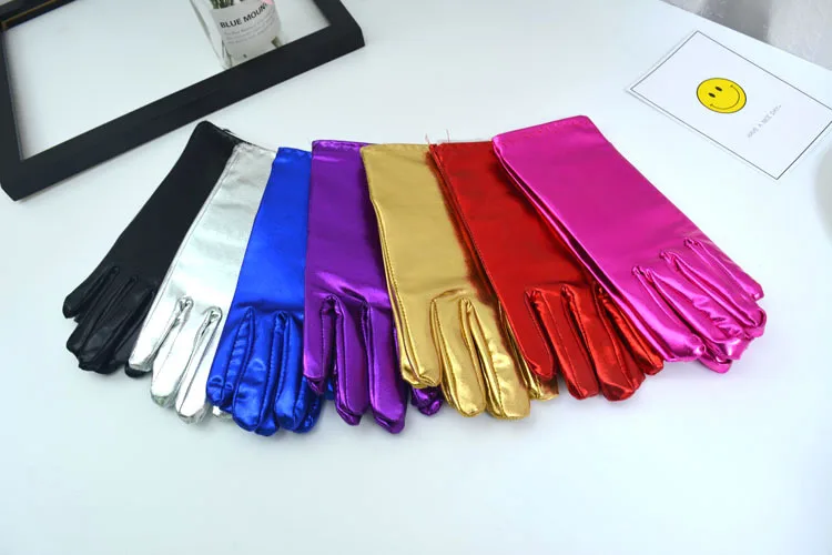 Shiny patent leather adult gloves, etiquette thin, men's and women's role-playing, stage performance, party gloves
