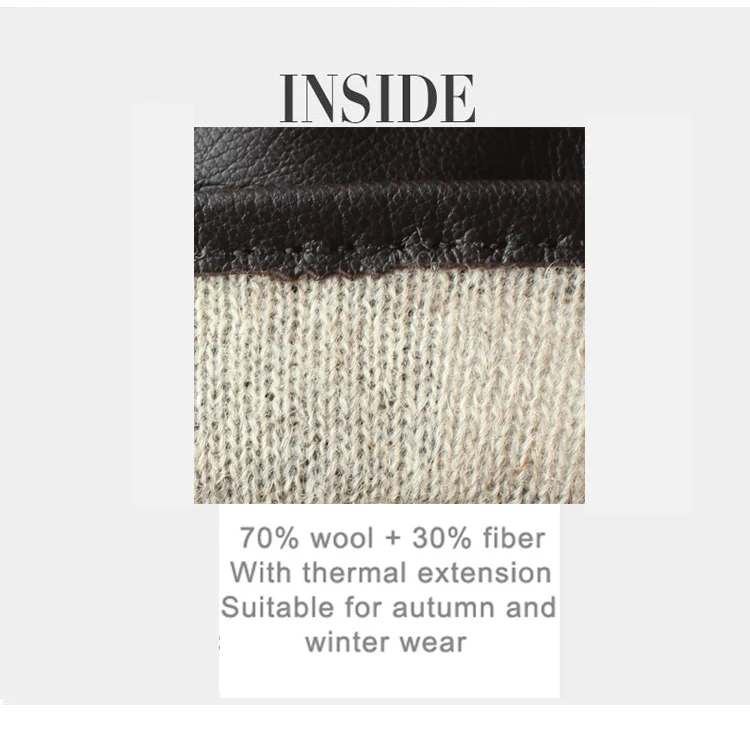 New Women's Deerskin Gloves Leather Color Fashion Wool Knitted Lining Hand-Stitched Outdoor Driving and Cycling Warm Gloves