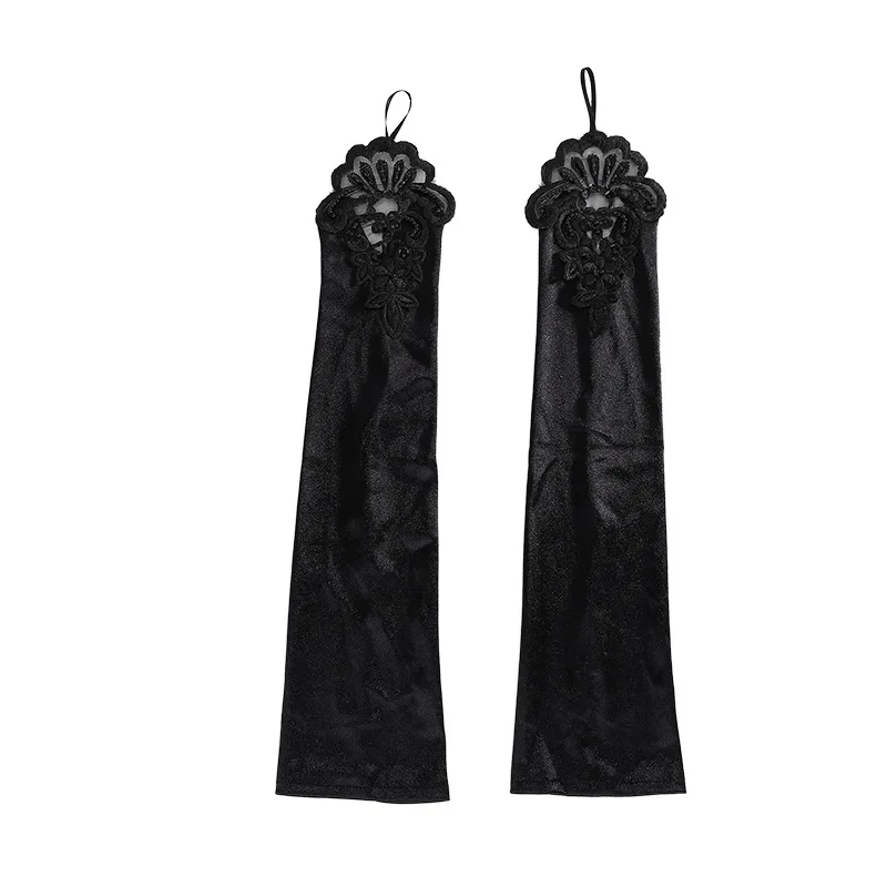 Women Satin Hook Finger Long Fingerless Gloves Retro Style Opera Evening Dress Accessories Etiquette High Elasticity Wedding
