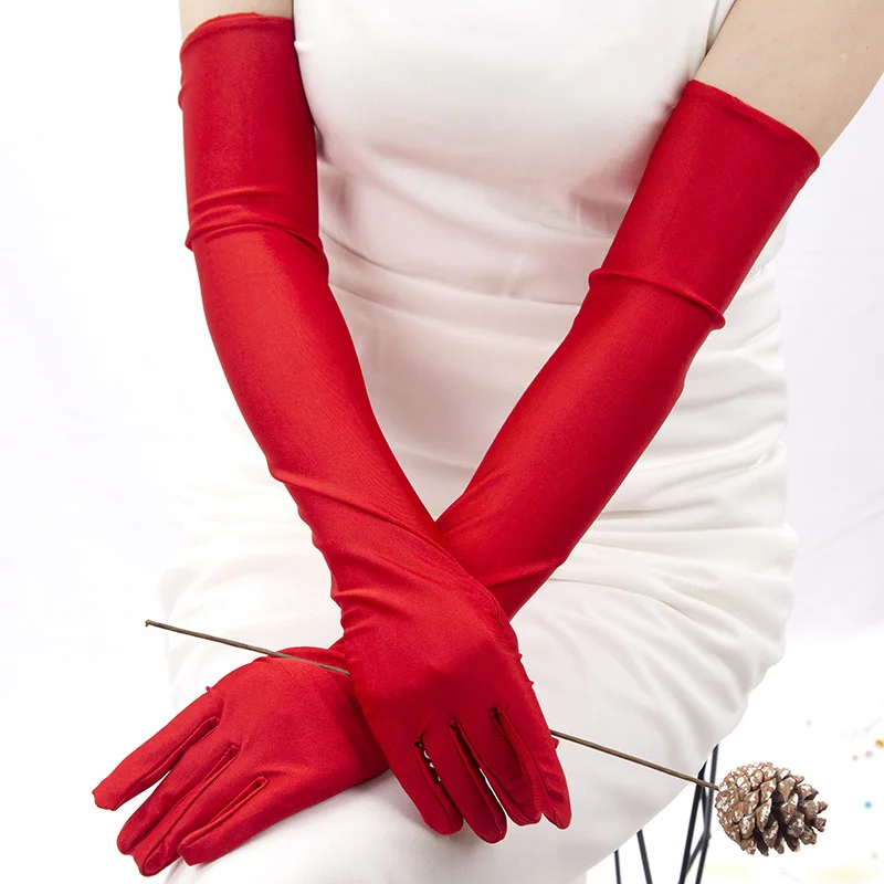 1 Pair Sexy Gloves Classic Women Black Evening Party Prom Gloves Opera Stretch Satin Long Mittens Driving Sun Protection Sleeves