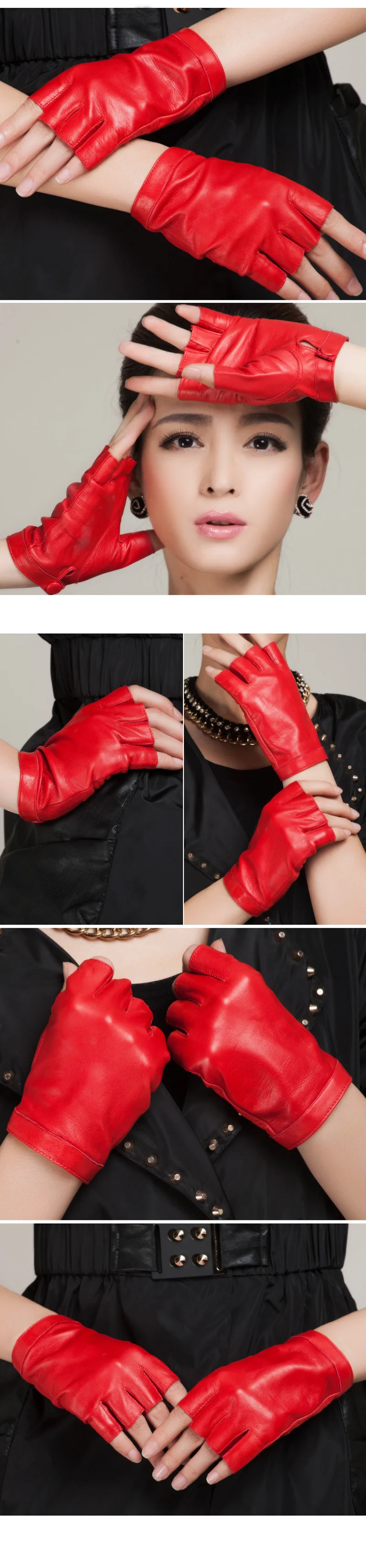 New Fashion High Quality Soft Women Men Half Finger Genuine Leather Motocycle Fingerless Sheepskin Gloves S74