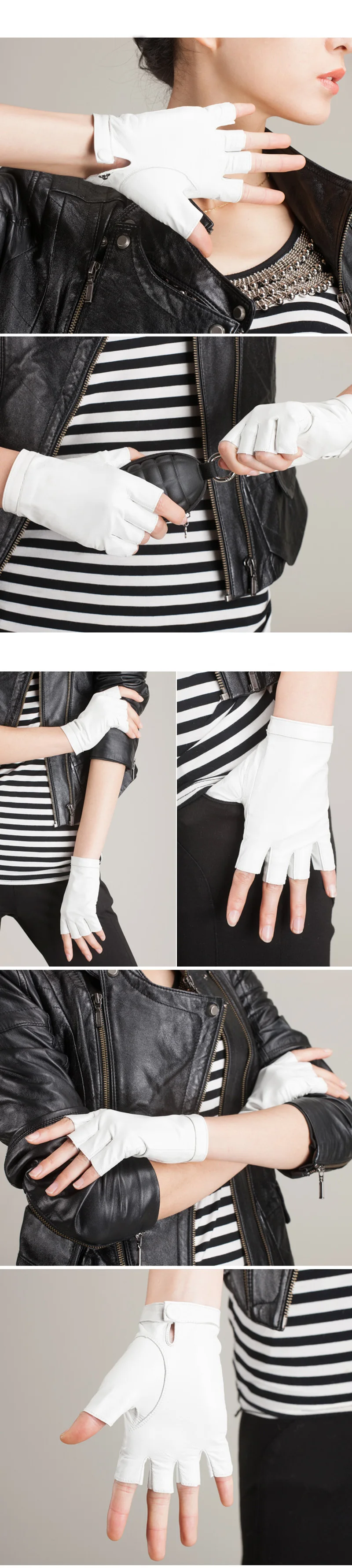 New Fashion High Quality Soft Women Men Half Finger Genuine Leather Motocycle Fingerless Sheepskin Gloves S74