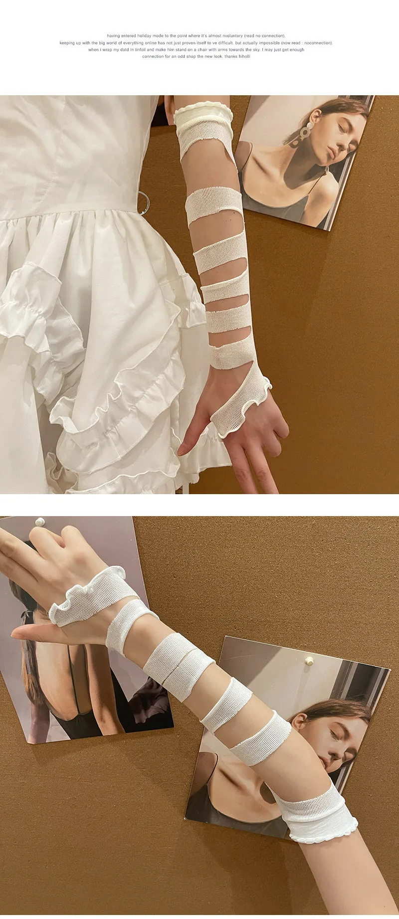 Y2K Lolita Women Girls Striped Gloves Warmer Knitted Long Striped Fingerless JK Gloves Elbow Mittens Party Lolita Accessories