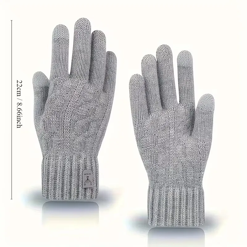 New Men's Warm Gloves Winter Touch Screen Plus Fleece Gloves Cold Warm Wool Knitted Gloves