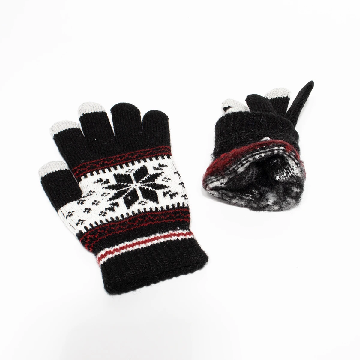 Fashion Snowflake Winter Knitted Gloves Unisex Adult Warm Touch Screen Glove for Men & Women