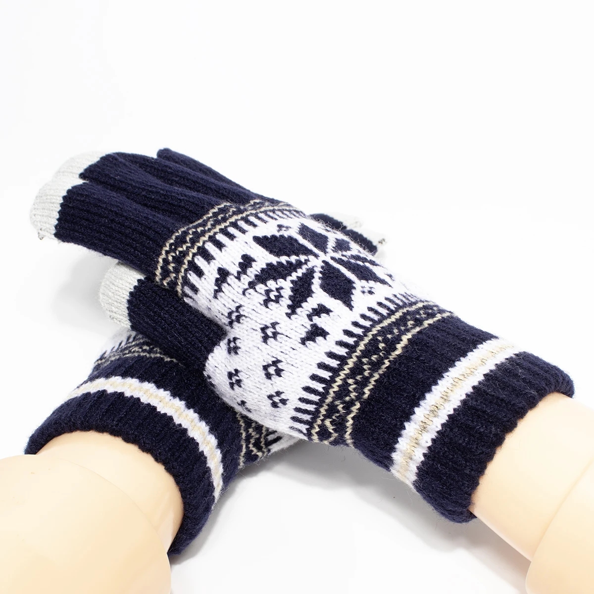 Fashion Snowflake Winter Knitted Gloves Unisex Adult Warm Touch Screen Glove for Men & Women