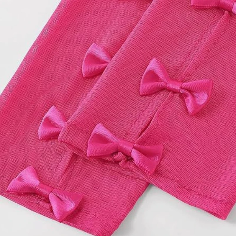Women's 48cm Mesh Hollow Bows Fashion Personality Elastic Breathable Thin Long Gloves Lolita Cosplay Stage Performance Opera