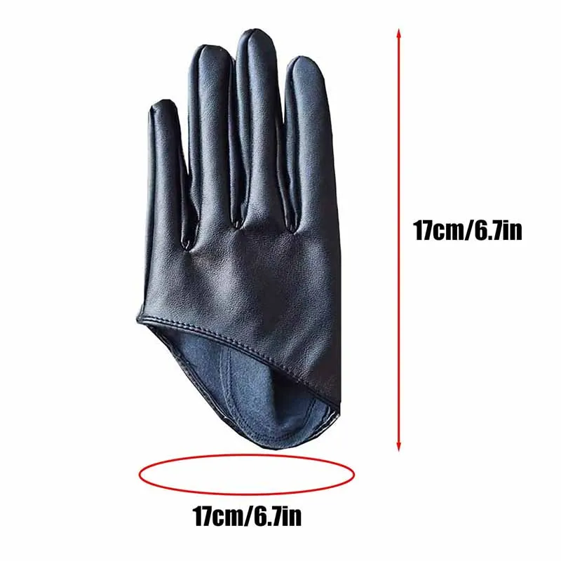 1 Pair Fashion Women Tight Full Finger Gloves Imitation PU Leather Sexy Half Palm Gloves Party Performance Black Short Mittens
