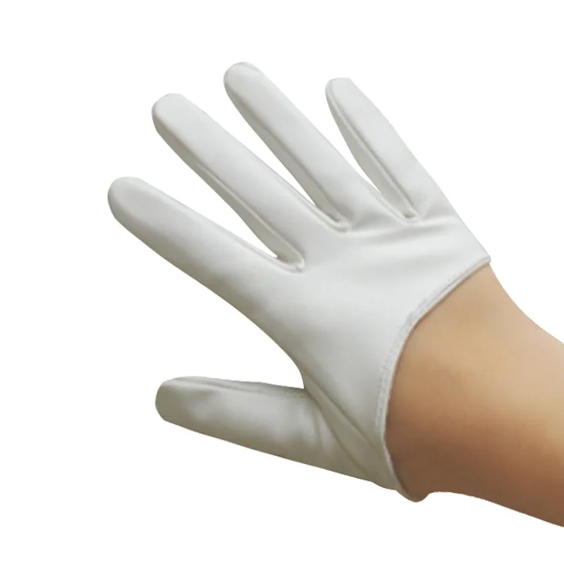 1 Pair Fashion Women Tight Full Finger Gloves Imitation PU Leather Sexy Half Palm Gloves Party Performance Black Short Mittens
