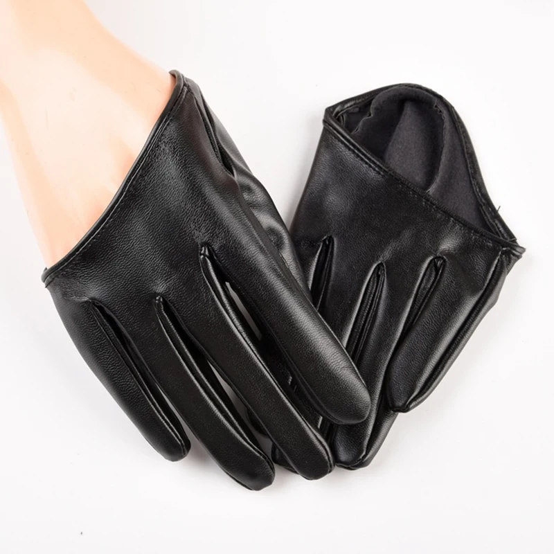 1 Pair Fashion Women Tight Full Finger Gloves Imitation PU Leather Sexy Half Palm Gloves Party Performance Black Short Mittens