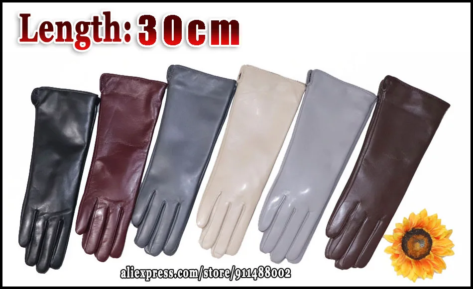 AOTIANYANG Leather Gloves 100% sheepskin mid-length colored fleece for cold and warm winter women's long arm sleeves for driving