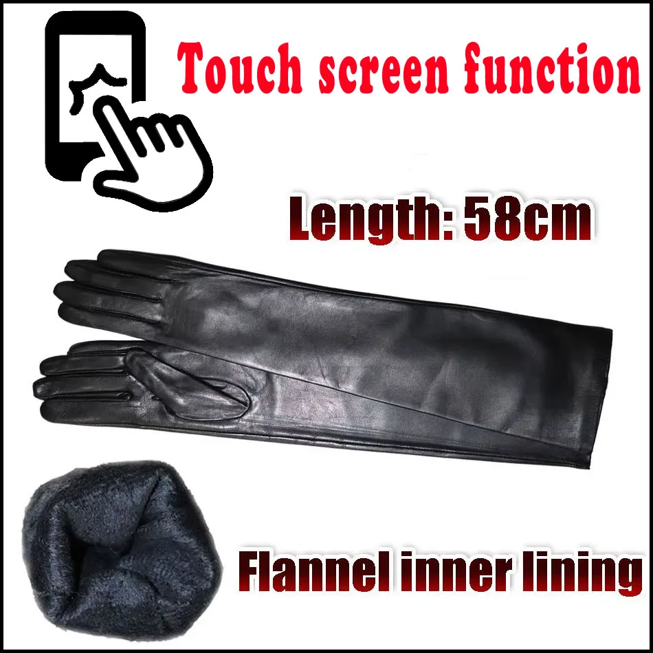 AOTIANYANG Leather Gloves 100% sheepskin mid-length colored fleece for cold and warm winter women's long arm sleeves for driving