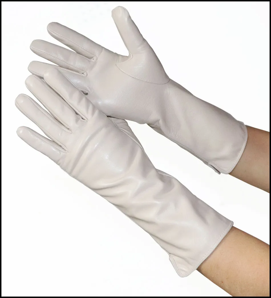 AOTIANYANG Leather Gloves 100% sheepskin mid-length colored fleece for cold and warm winter women's long arm sleeves for driving