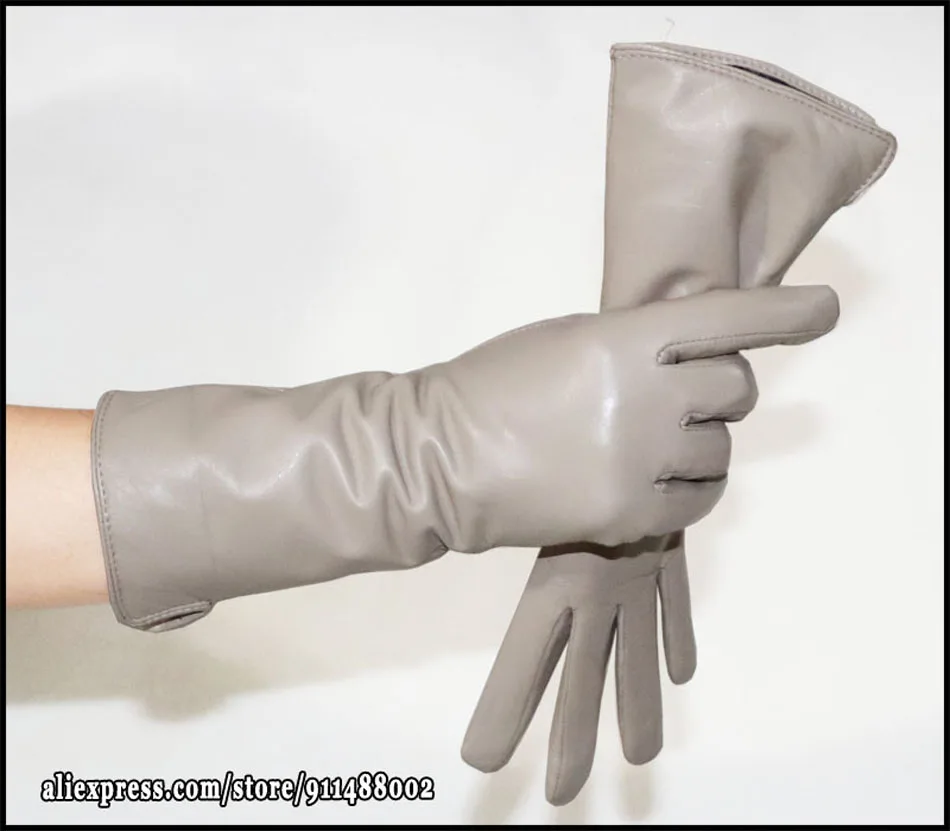AOTIANYANG Leather Gloves 100% sheepskin mid-length colored fleece for cold and warm winter women's long arm sleeves for driving