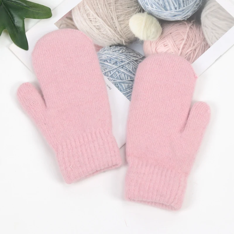 Soft Full Fingers Mittens Rabbit Hair Gloves Winter Keep Warm Korean Version of Solid Color All Fingers Winter Women Girl Gloves