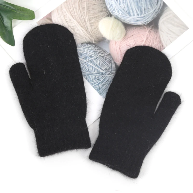 Soft Full Fingers Mittens Rabbit Hair Gloves Winter Keep Warm Korean Version of Solid Color All Fingers Winter Women Girl Gloves