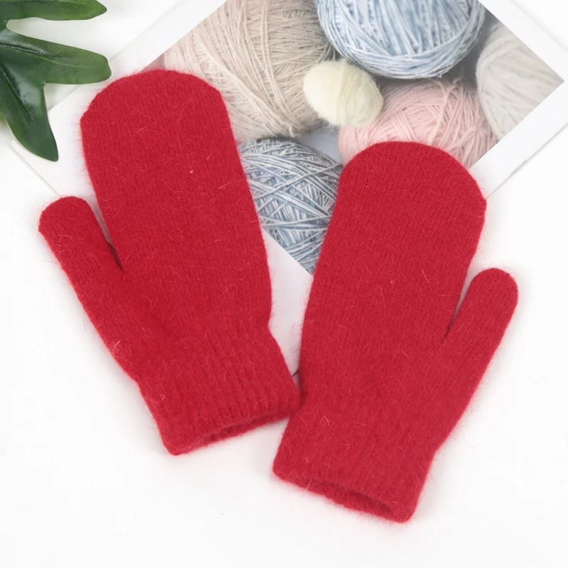 Soft Full Fingers Mittens Rabbit Hair Gloves Winter Keep Warm Korean Version of Solid Color All Fingers Winter Women Girl Gloves