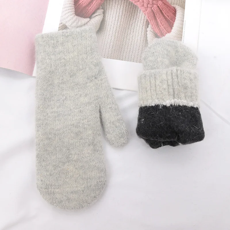 Soft Full Fingers Mittens Rabbit Hair Gloves Winter Keep Warm Korean Version of Solid Color All Fingers Winter Women Girl Gloves