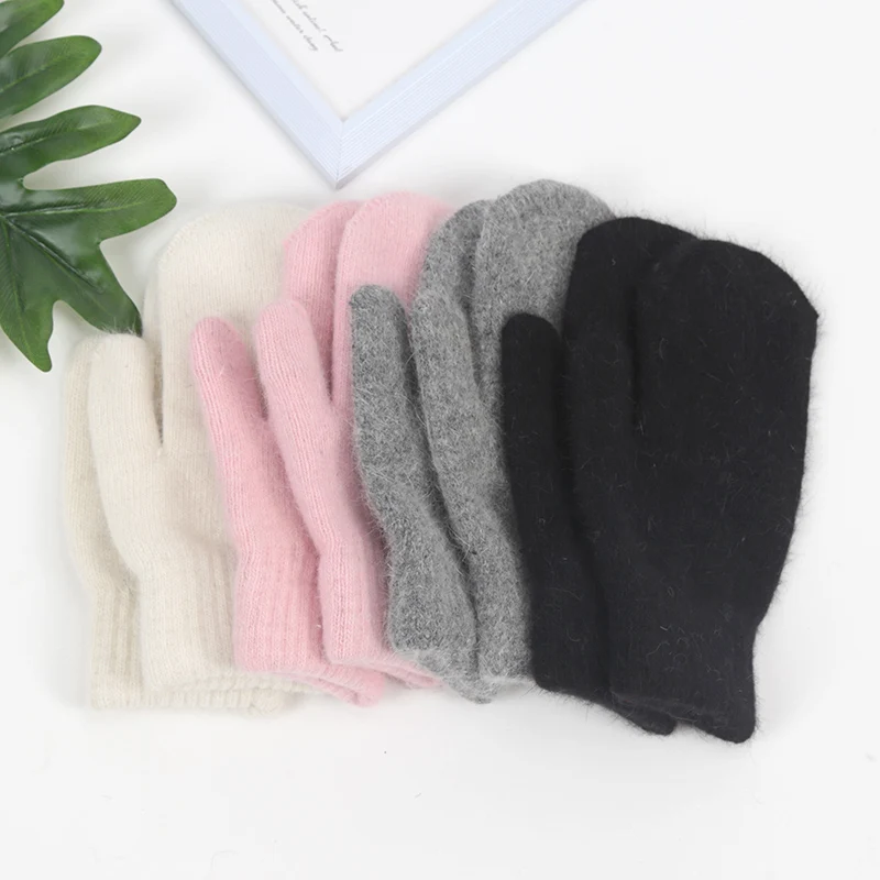 Soft Full Fingers Mittens Rabbit Hair Gloves Winter Keep Warm Korean Version of Solid Color All Fingers Winter Women Girl Gloves