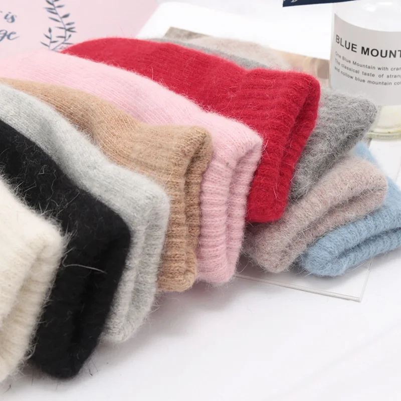 Soft Full Fingers Mittens Rabbit Hair Gloves Winter Keep Warm Korean Version of Solid Color All Fingers Winter Women Girl Gloves