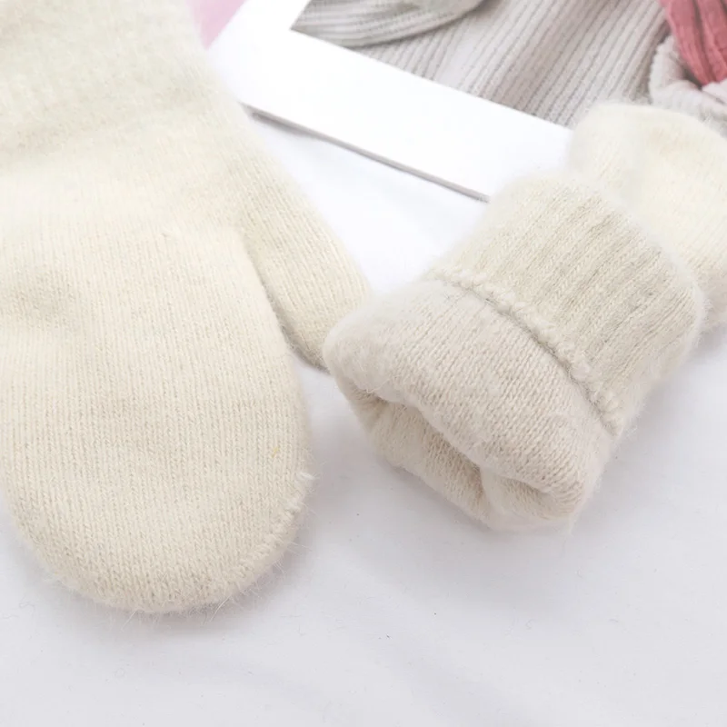 Soft Full Fingers Mittens Rabbit Hair Gloves Winter Keep Warm Korean Version of Solid Color All Fingers Winter Women Girl Gloves