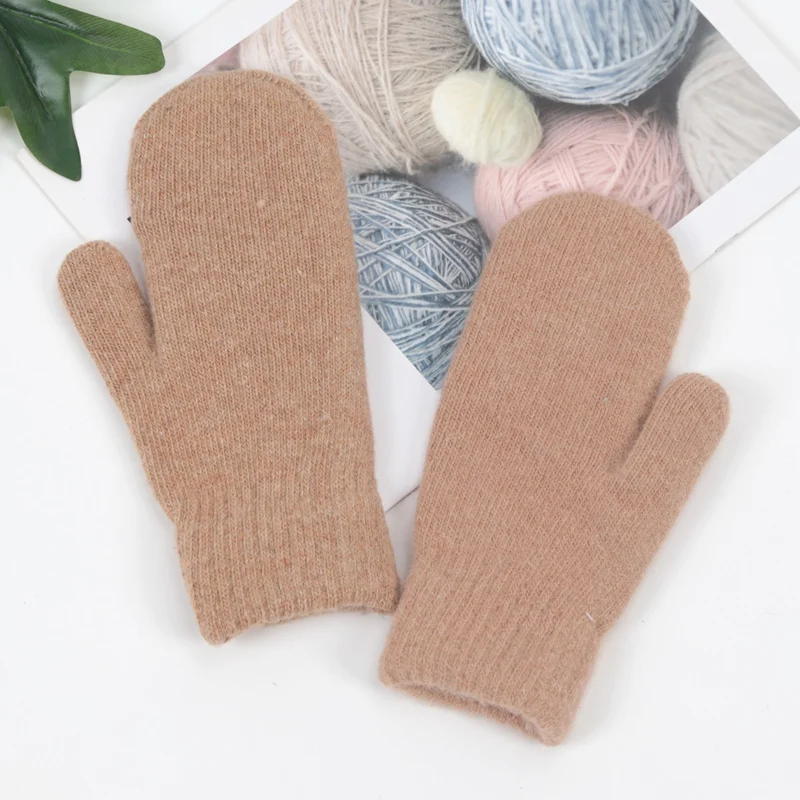 Soft Full Fingers Mittens Rabbit Hair Gloves Winter Keep Warm Korean Version of Solid Color All Fingers Winter Women Girl Gloves