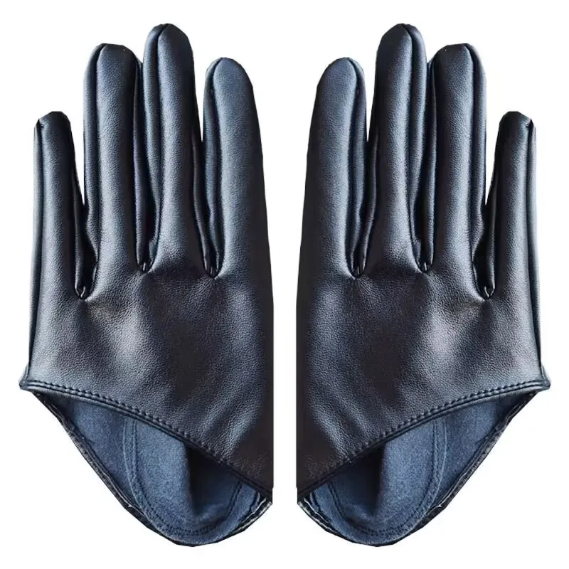 Women Sexy DS Half Palm Nightclub Pole Dancing Stage Performance Cosplay Party Fashion Personality Hip Hop PU Leather Gloves