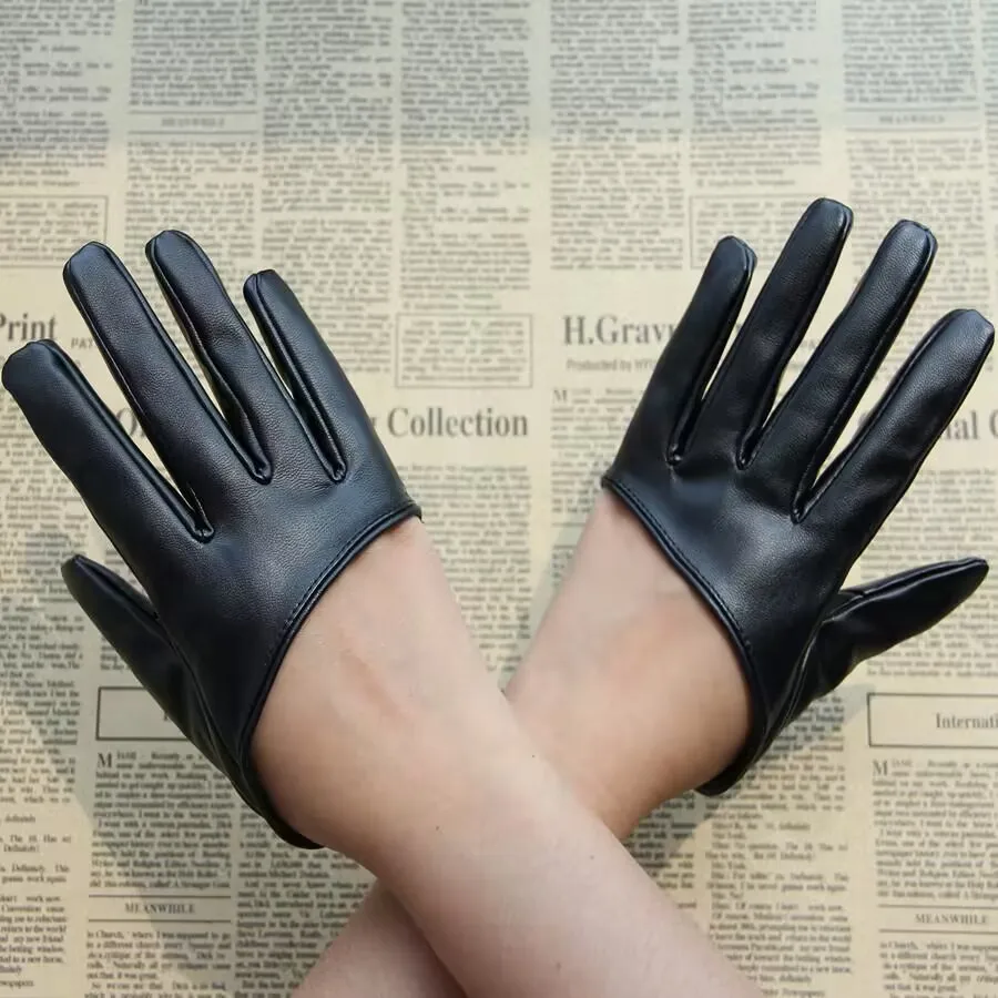 Women Sexy DS Half Palm Nightclub Pole Dancing Stage Performance Cosplay Party Fashion Personality Hip Hop PU Leather Gloves