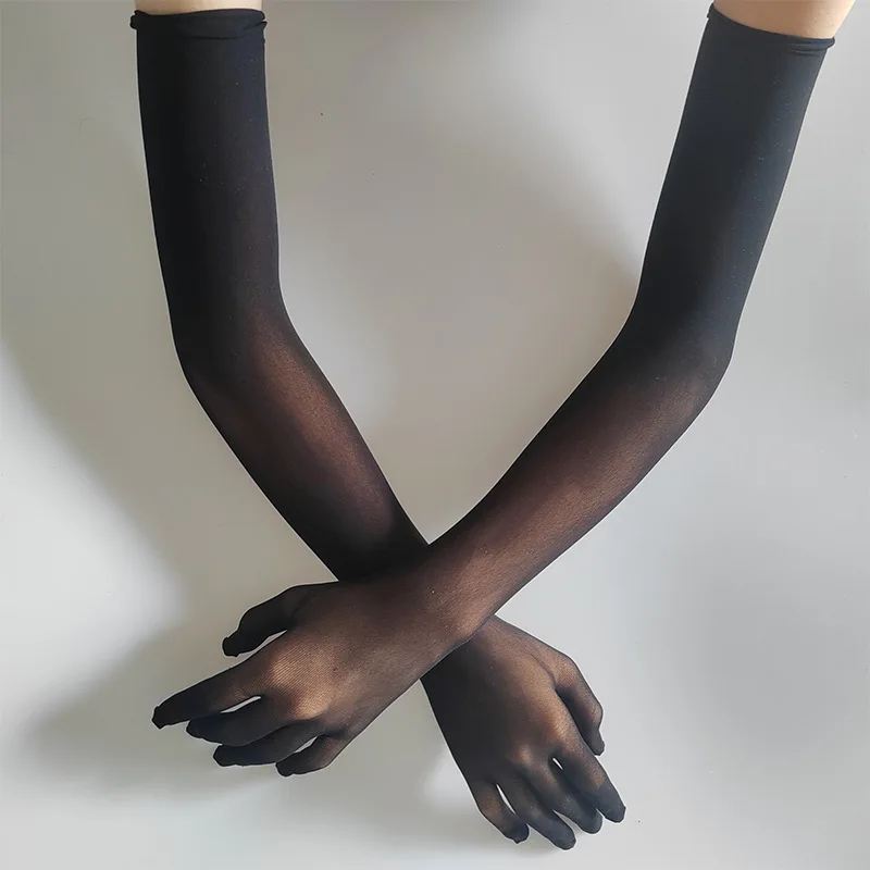 High Elasticity Solid Nylon Seamless Long Lace Tight Stocking Gloves Women Sexy Thin Sheer Nightclub Pole Dance Party Cosplay