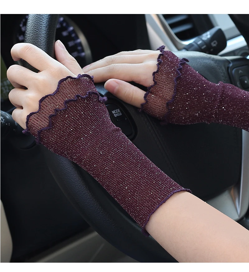 Women Hand Sleeve Wrist Cuffs Ruffled Floral Black Lace Elastic Bracelet Elegant Girls Wrist Gloves Thin and Breathable Decorate