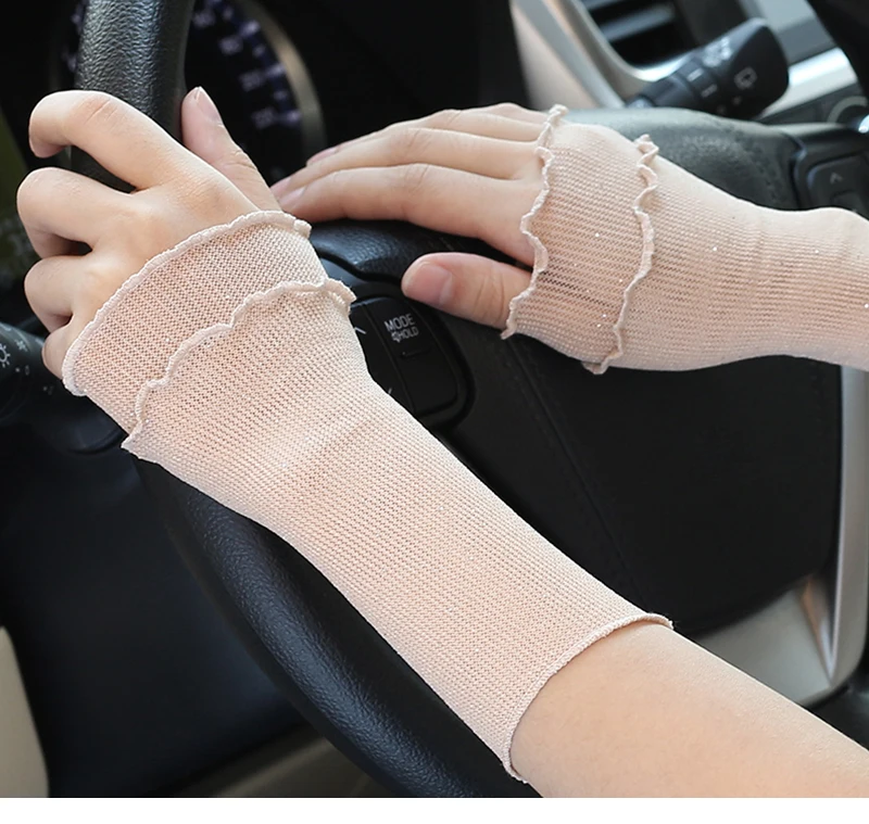 Women Hand Sleeve Wrist Cuffs Ruffled Floral Black Lace Elastic Bracelet Elegant Girls Wrist Gloves Thin and Breathable Decorate