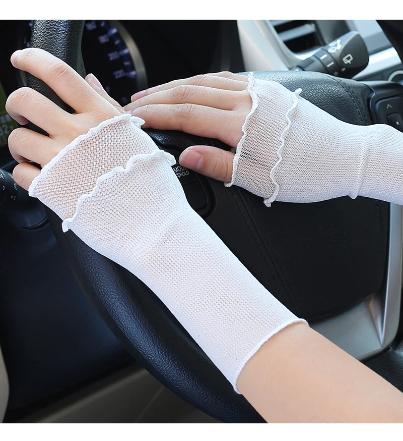Women Hand Sleeve Wrist Cuffs Ruffled Floral Black Lace Elastic Bracelet Elegant Girls Wrist Gloves Thin and Breathable Decorate