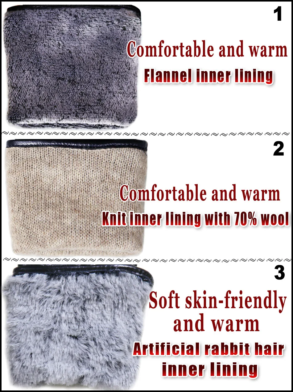 High-end Leather Sheepskin Gloves Women's Warm Knitted Flannel Lining Touch Screen Color Leather Gloves Driving Genuine New
