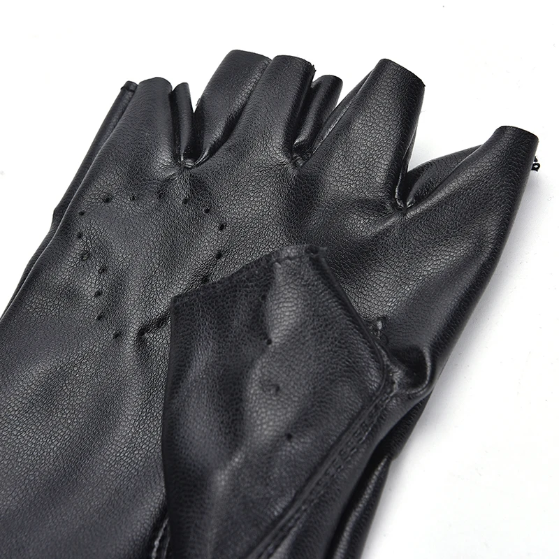1Pcs Women Leather Driving Biker Soft Fingerless Mittens Dance Motorcycle Gloves Faux Leather Synthetic Leather Gloves keep warm