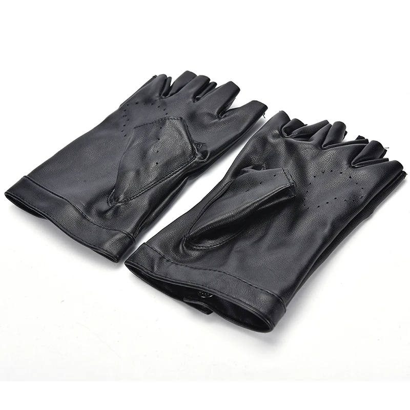 1Pcs Women Leather Driving Biker Soft Fingerless Mittens Dance Motorcycle Gloves Faux Leather Synthetic Leather Gloves keep warm