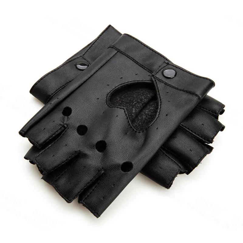 1Pcs Women Leather Driving Biker Soft Fingerless Mittens Dance Motorcycle Gloves Faux Leather Synthetic Leather Gloves keep warm