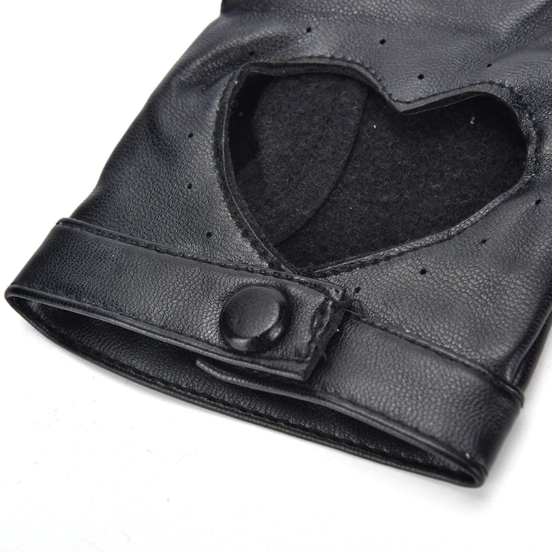 1Pcs Women Leather Driving Biker Soft Fingerless Mittens Dance Motorcycle Gloves Faux Leather Synthetic Leather Gloves keep warm