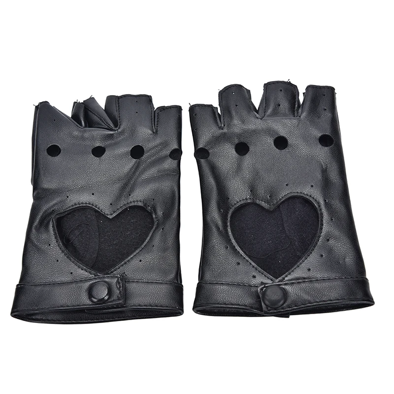1Pcs Women Leather Driving Biker Soft Fingerless Mittens Dance Motorcycle Gloves Faux Leather Synthetic Leather Gloves keep warm