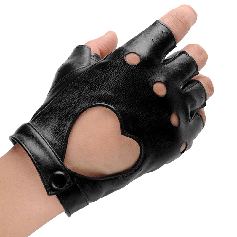1Pcs Women Leather Driving Biker Soft Fingerless Mittens Dance Motorcycle Gloves Faux Leather Synthetic Leather Gloves keep warm