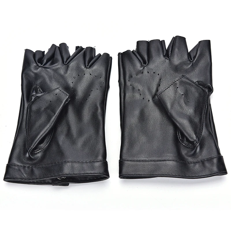 1Pcs Women Leather Driving Biker Soft Fingerless Mittens Dance Motorcycle Gloves Faux Leather Synthetic Leather Gloves keep warm